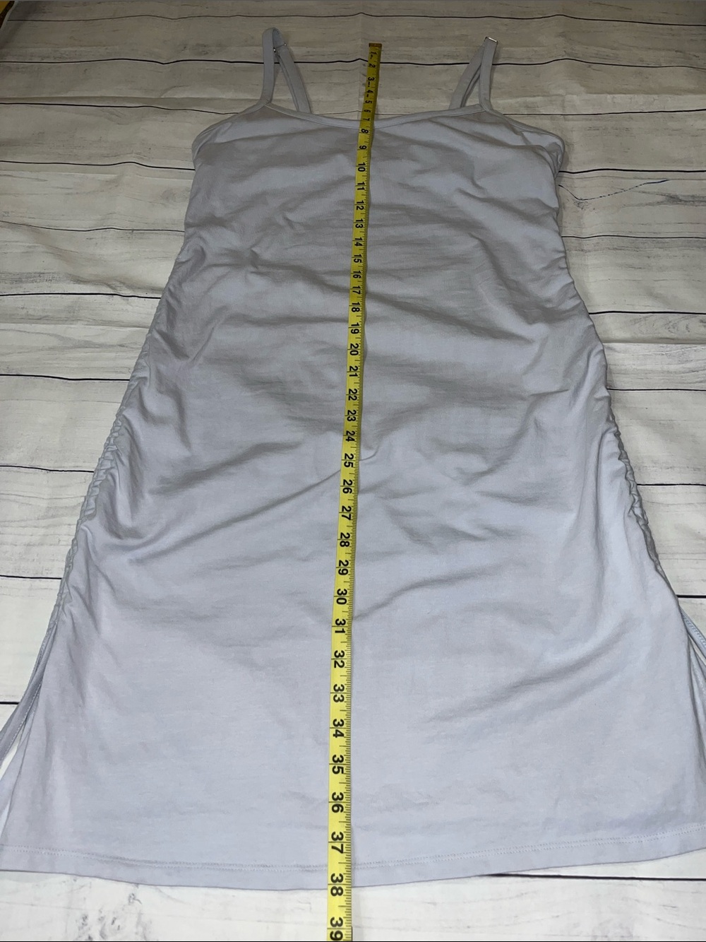 Adjustable Side-Ruched Spaghetti Strap Dress in Light blue - Picture 11 of 11